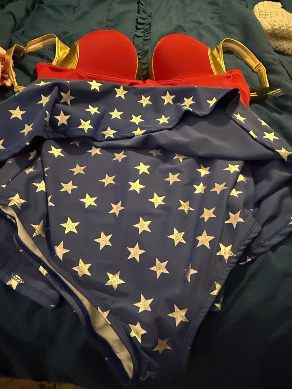 torrid Red, Gold & Blue Star Skirted Swimdress - Picture 10 of 13